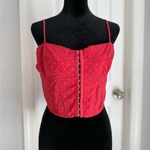 La Hearts Red Camisole with Lace Trim